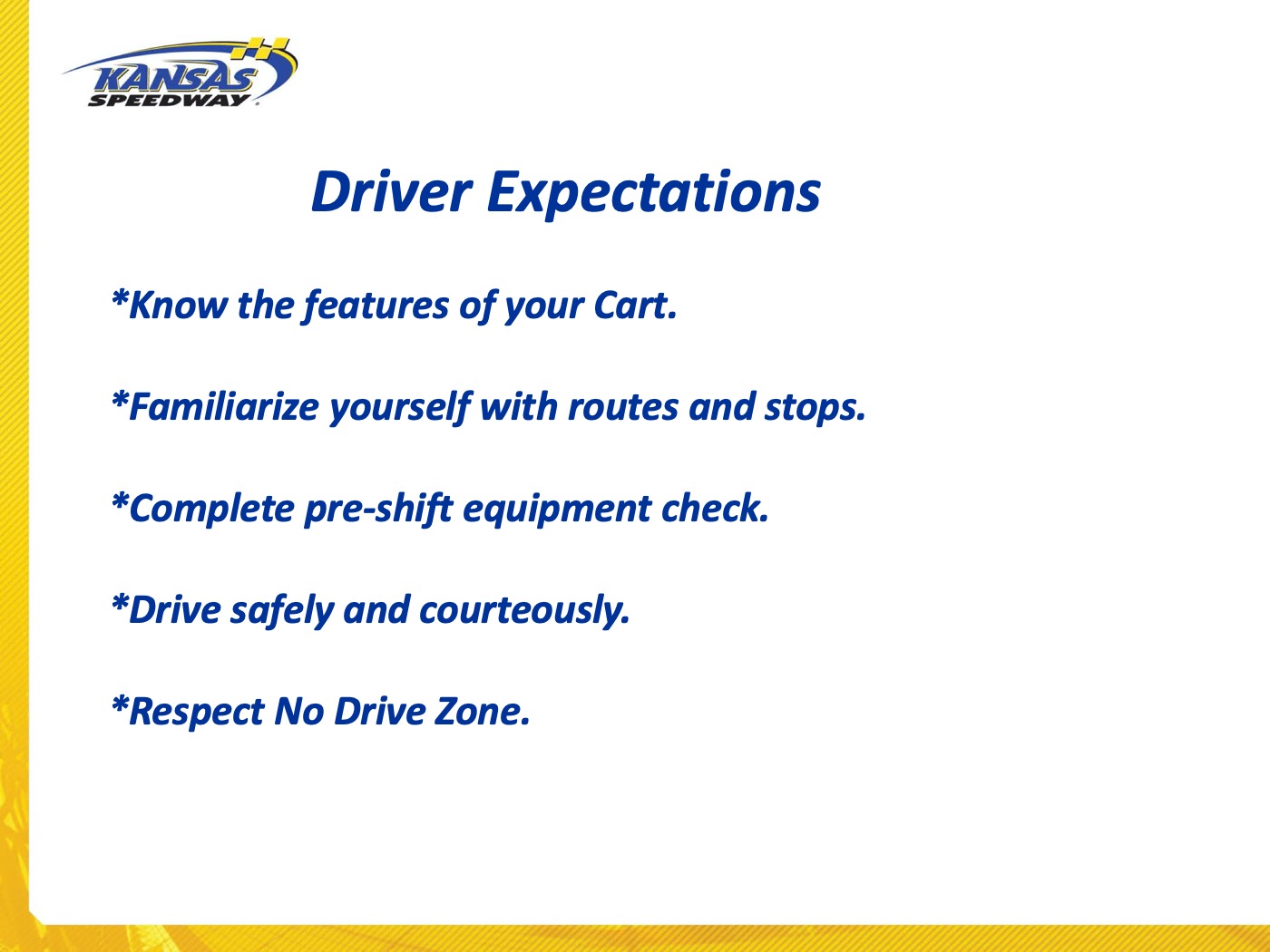 ADA Golf Carts Kansas Speedway Training